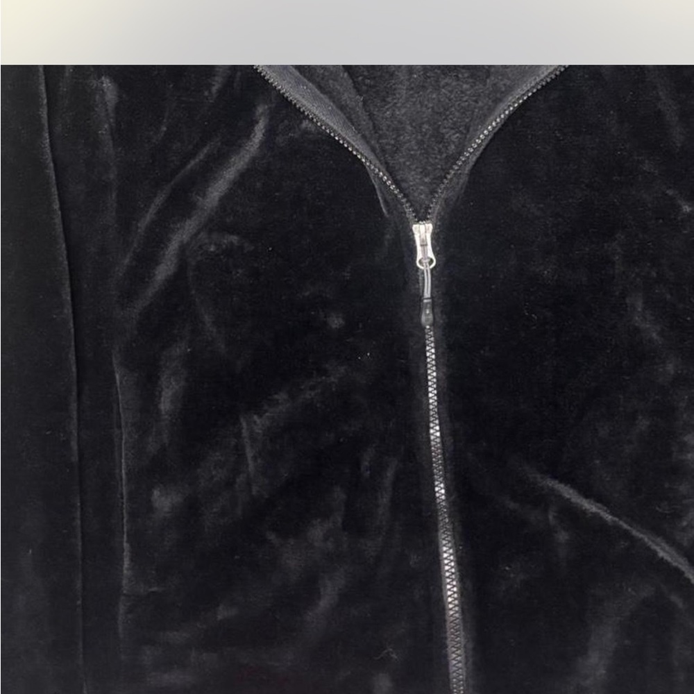 Black Velvet faux fur  Zip-Up Jacket - Picture 7 of 8